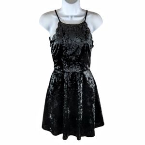 Black crushed velour party dress